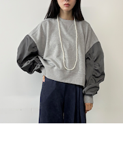 異素材使い裏起毛プルオーバー