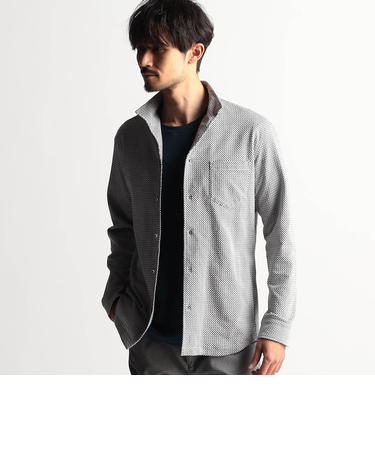 ニットサッカーチェックシャツ