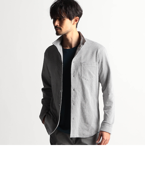 ニットサッカーチェックシャツ