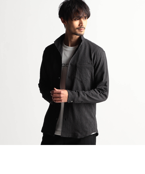 ニットサッカーチェックシャツ