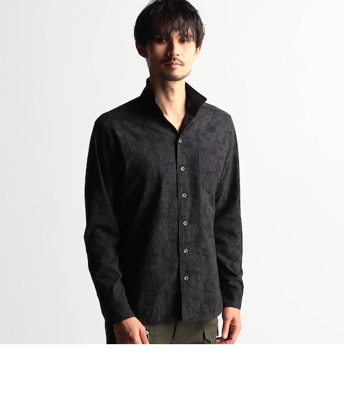 ニコルクラブフォーメン] フロッキーゼブラプリント スタンドカラー