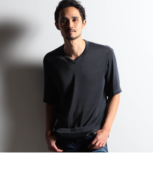 【RIELABO】タックボーダー 半袖ＶネックＴシャツ