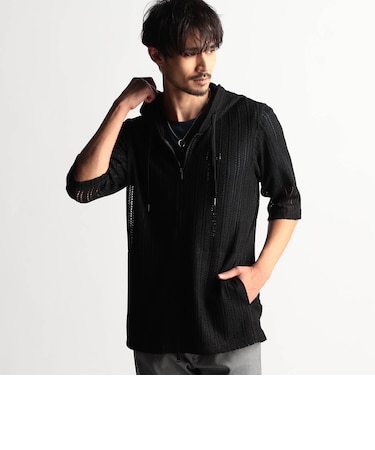 ラッセルレース5分袖パーカー