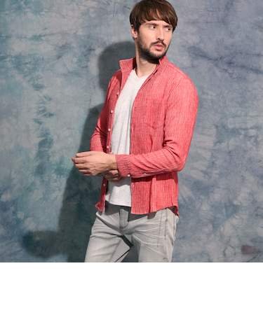 カラークレープスタンドカラーシャツ