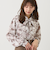 ボウタイ付きアシンメトリー柄シャツ