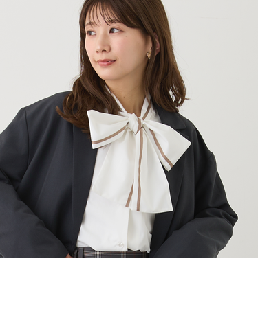 ハイショクリボンボウタイブラウス