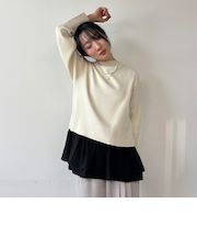 ニット×ギャザータンクトップセット