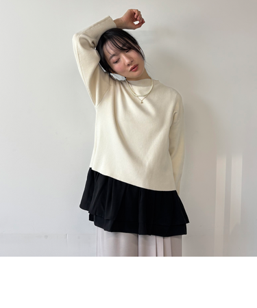ニット×ギャザータンクトップセット