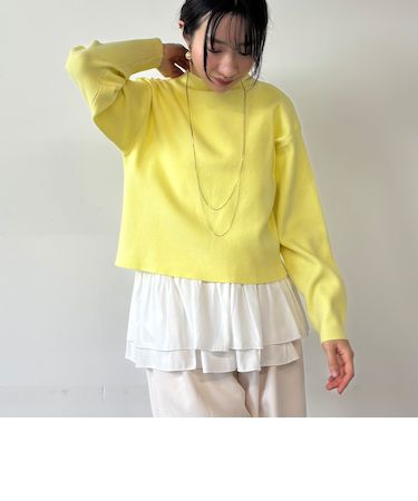 ニット×ギャザータンクトップセット