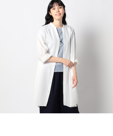 【リネン混シリーズ】スキッパー長袖シャツ