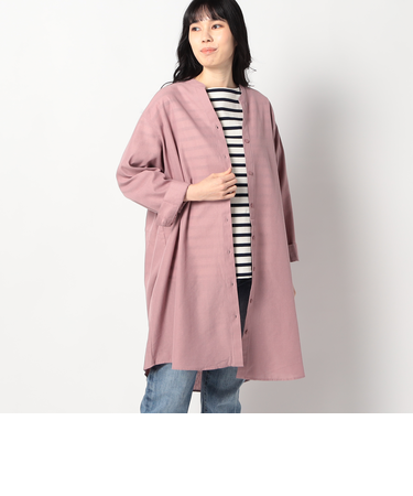 【リネン混シリーズ】スキッパー長袖シャツ