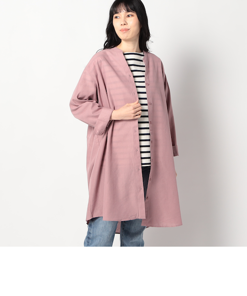 【リネン混シリーズ】スキッパー長袖シャツ