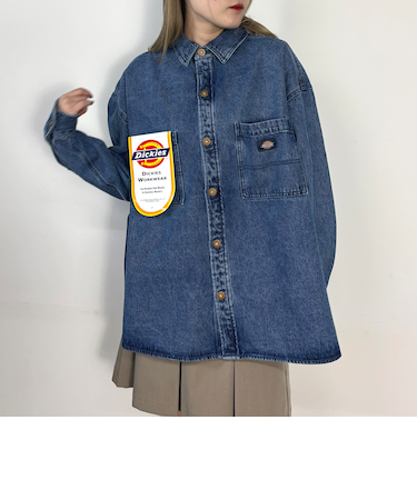【Dickies】デニムワイドシャツジャケット