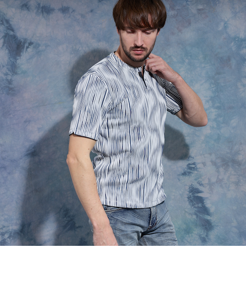 【WEB限定】ウェーブタックジャガードヘンリーネック半袖プルオーバー