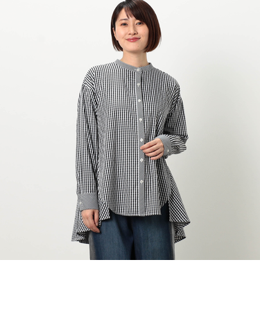 【WALDO】バックプリーツバンドカラーシャツ