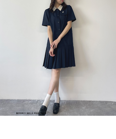 新色追加【BEVERLY HILLS POLO CLUB】プリーツヘム半袖ワンピース