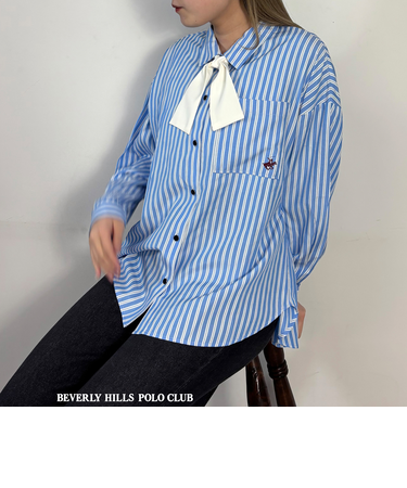【BEVERLY HILLS POLO CLUB】ボウタイ付きビッグシャツ