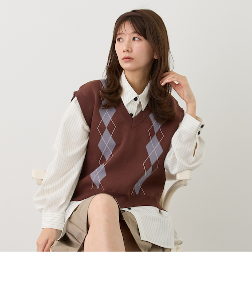 アーガイルパターンベスト