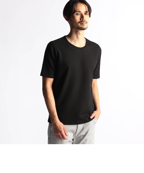 ジオメトリックジャカード半袖プルオーバー