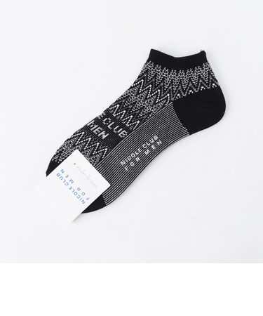 シェブロン×ロゴジャカード ショートソックス