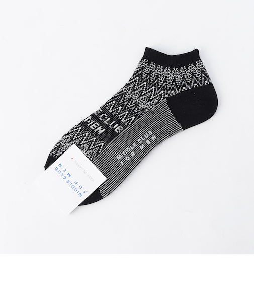 シェブロン×ロゴジャカード ショートソックス