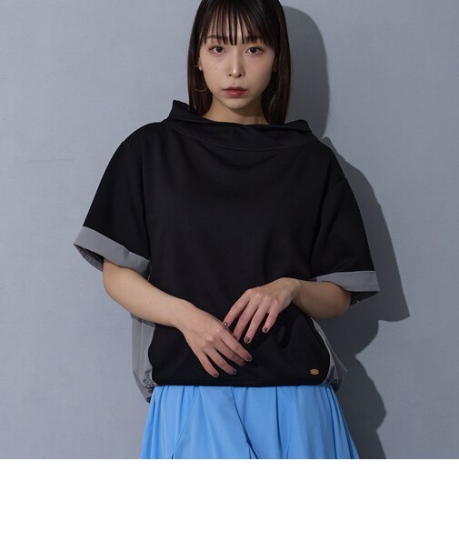 異素材半袖プルオーバー