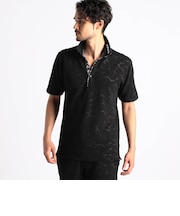 【NICOLE SPORTS】エンボスクラック柄スキッパーポロシャツ