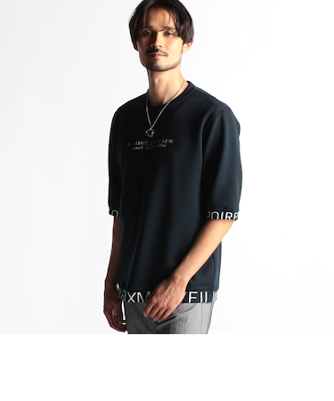 ロゴプリント5分袖プルオーバー