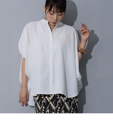 袖タックブラウス