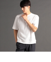 ジオメトリックジャカード クルーネックニットTシャツ