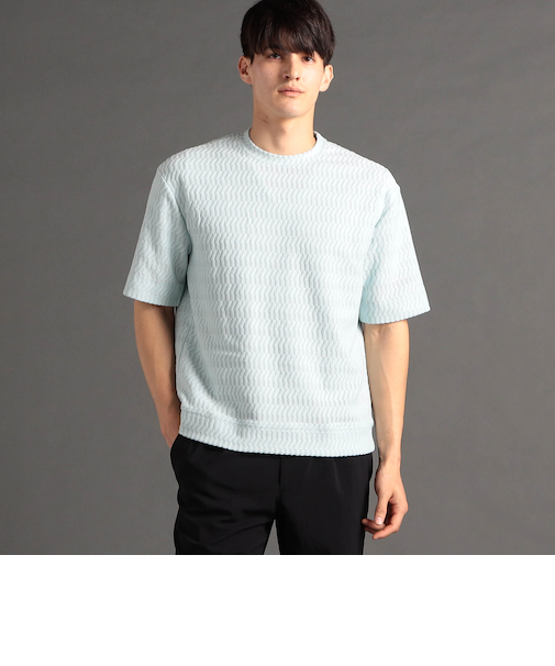 ジオメトリックジャカード クルーネックニットTシャツ