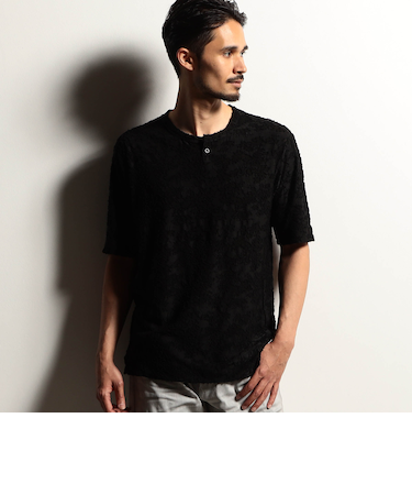 【RIELABO】ブロークンシアージャカード ヘンリーネックカットソー