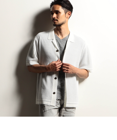 【RIELABO】シアージャカード サマーニットシャツ