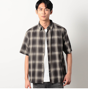 [シャツ+Tシャツ　セットアイテム]アンサンブルパナマオンブレチェック半袖シャツ