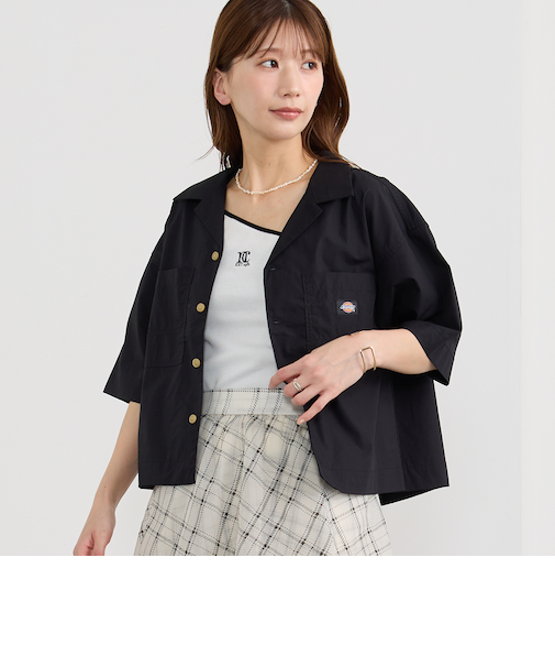 【Dickies】オープンカラークロップドシャツ