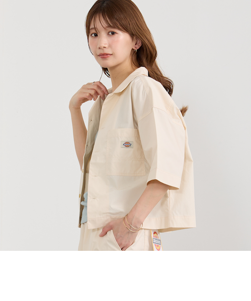 【Dickies】オープンカラークロップドシャツ
