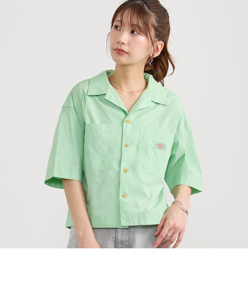 【Dickies】オープンカラークロップドシャツ
