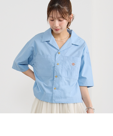【Dickies】オープンカラークロップドシャツ