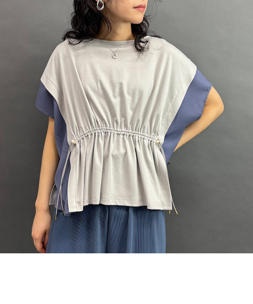 ウエストドロスト配色プルオーバー