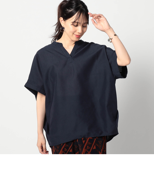 爽やか吸水速乾リネン　スキッパーシャツ