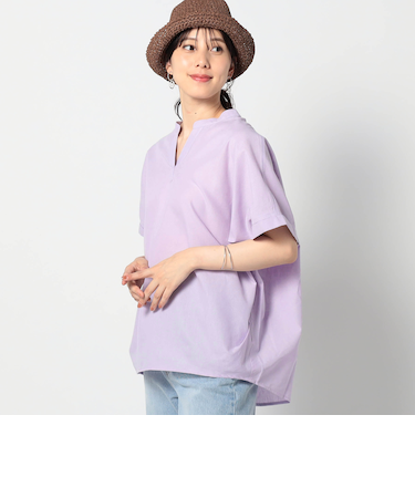 爽やか吸水速乾リネン　スキッパーシャツ