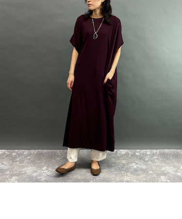 ランダムリブ素材ゆったりワンピース