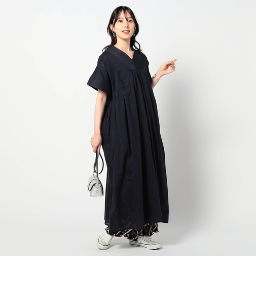 コットンボイル　カフタン風ワンピース