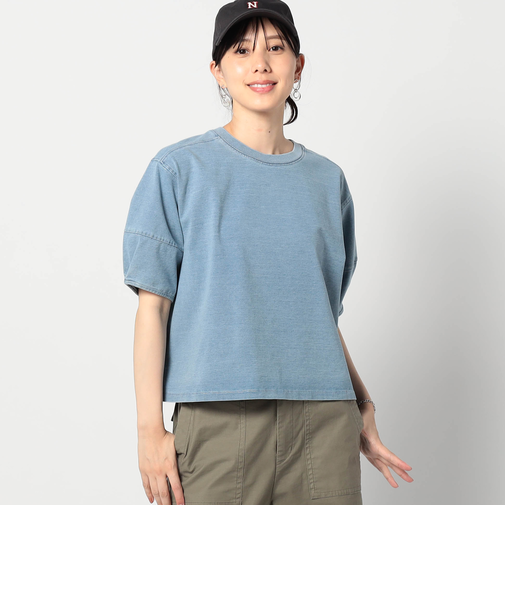 インディゴ天竺タックスリーブカットソー