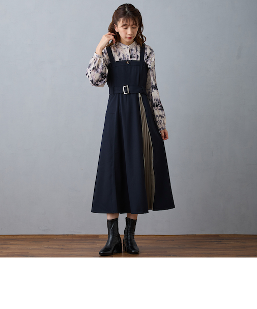 ファスナースリットジャンパースカート