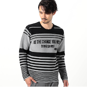 【NICOLE SPORTS】ロゴタックジャカードボーダーニット