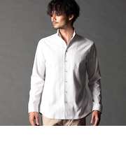 リバーシブルドビー スタンドカラーシャツ