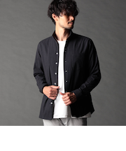 リバーシブルドビー スタンドカラーシャツ