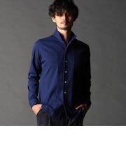 リバーシブルドビー スタンドカラーシャツ