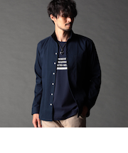 リバーシブルドビー スタンドカラーシャツ